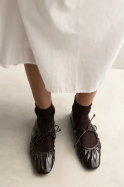 Bruine ballerina's met veters