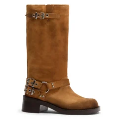 Bruine buckle biker boots