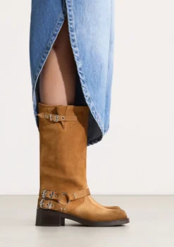 Bruine buckle biker boots