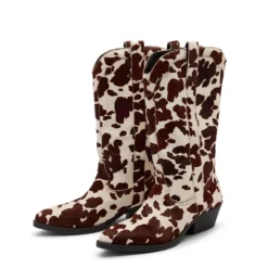 Bruine cow print cowboylaarzen
