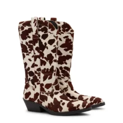 Bruine cow print cowboylaarzen