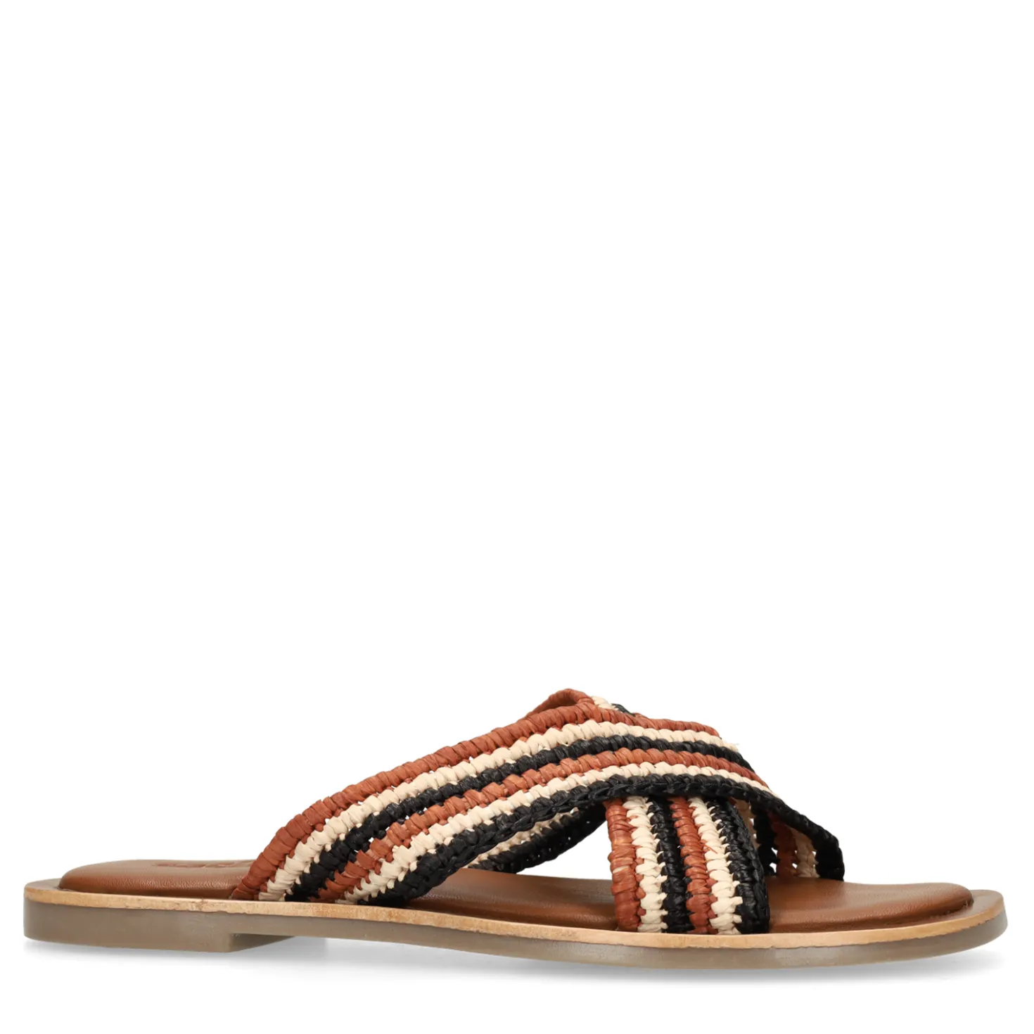Bruine gevlochten slippers