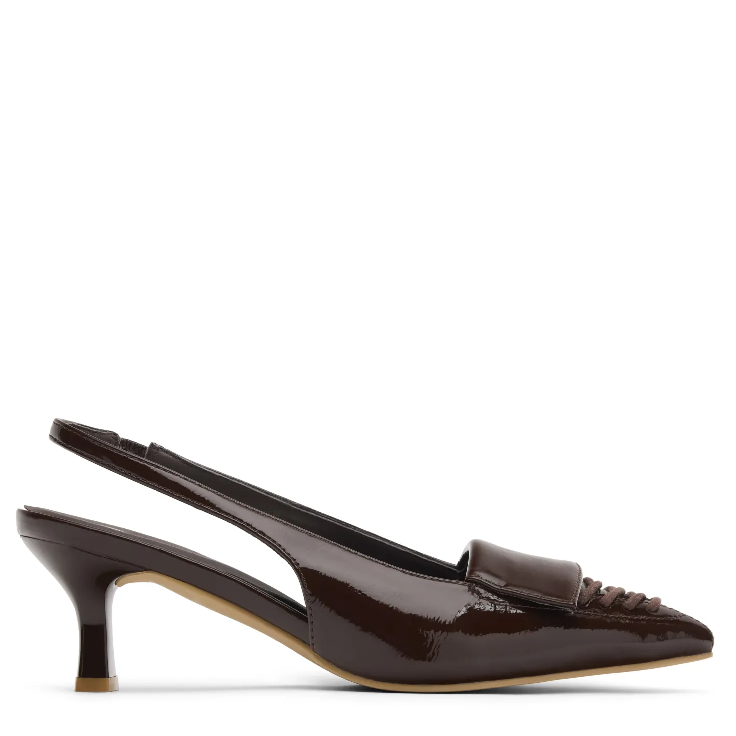 Bruine lak slingbacks