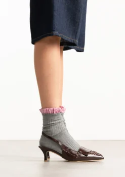 Bruine lak slingbacks