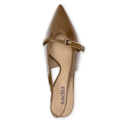Bruine lak slingbacks met gesp