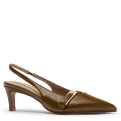 Bruine lak slingbacks met gesp