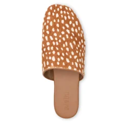 Bruine leren bambi print platte muiltjes