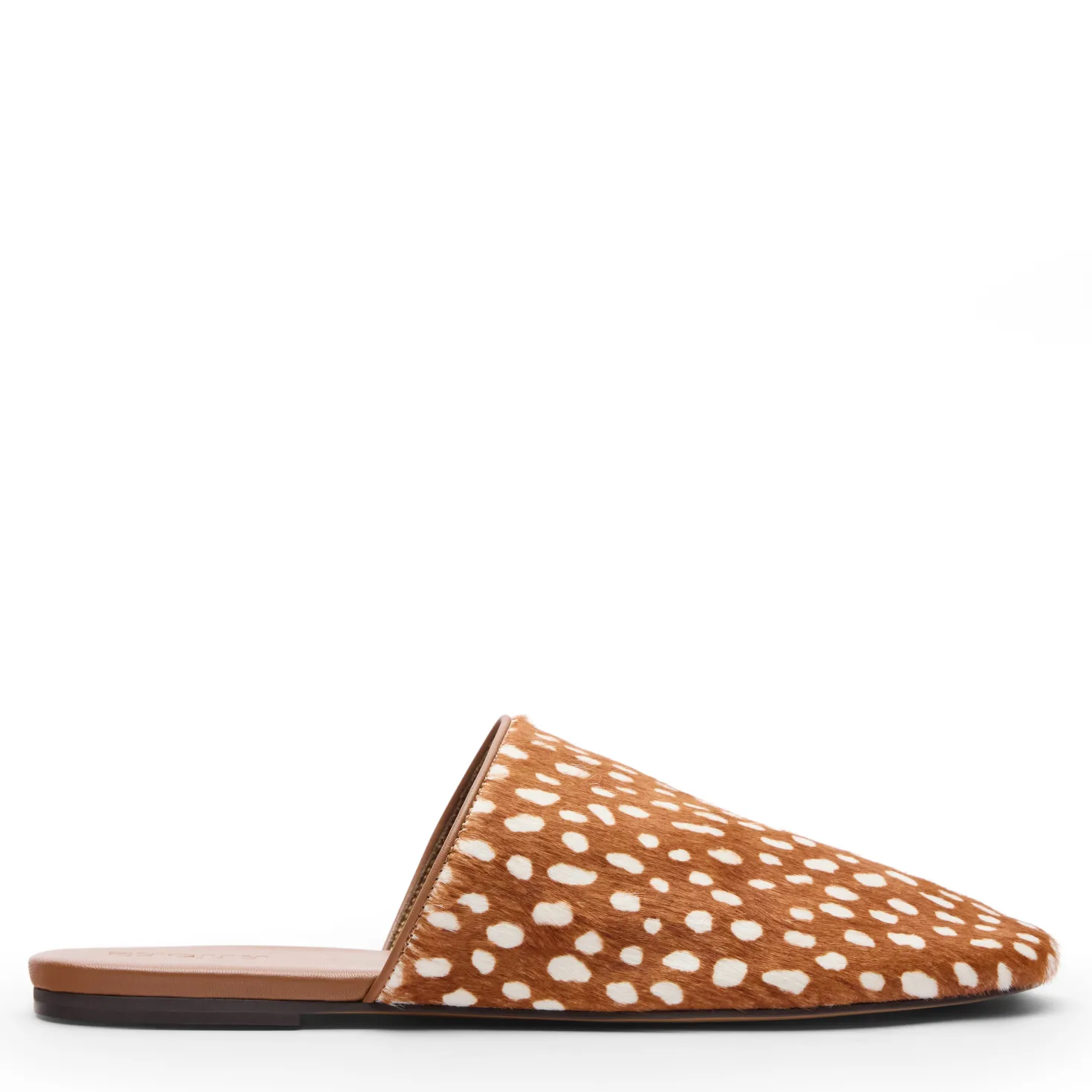 Bruine leren bambi print platte muiltjes