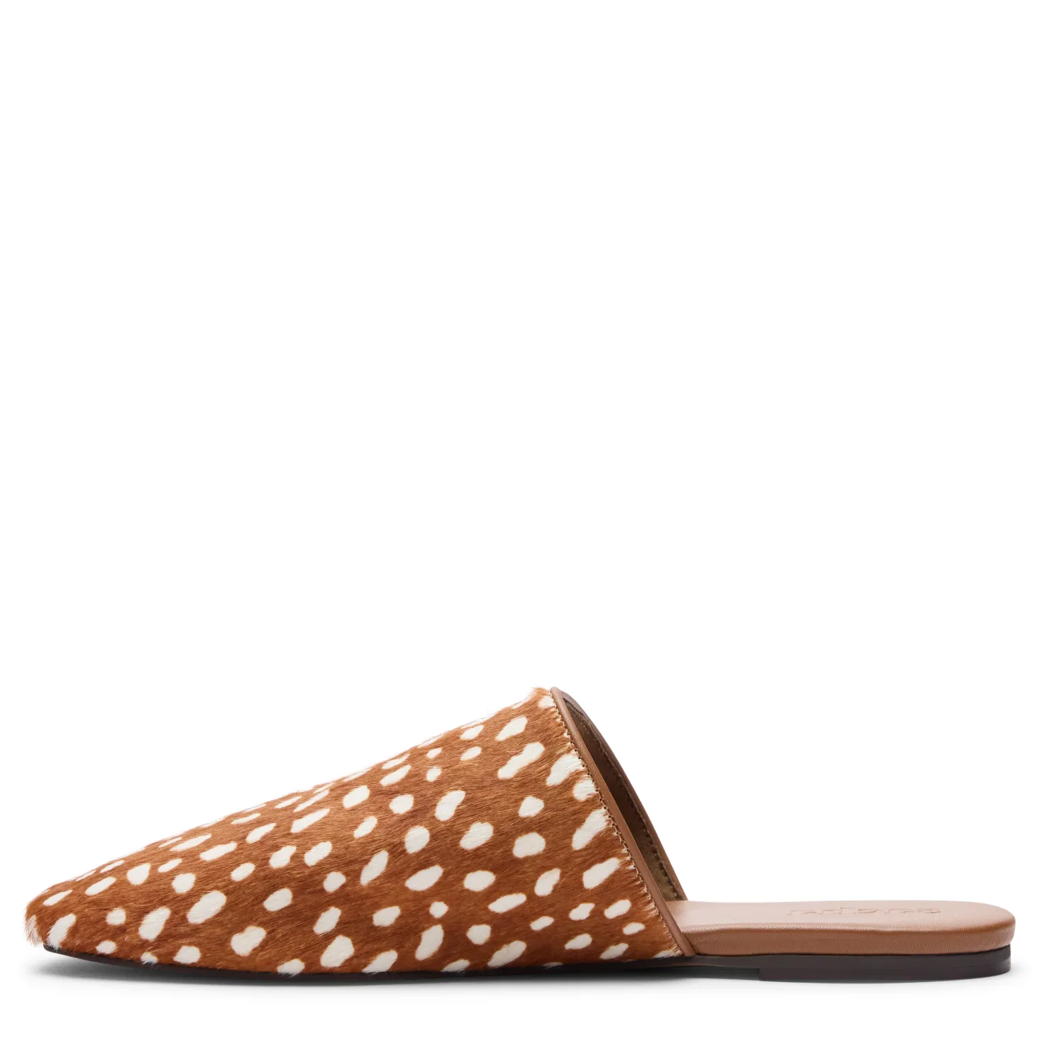 Bruine leren bambi print platte muiltjes