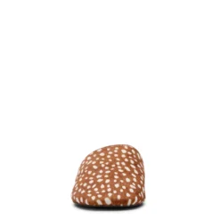 Bruine leren bambi print platte muiltjes