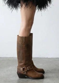 Bruine leren biker boots
