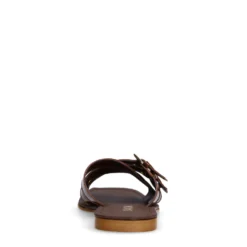 Bruine leren buckle slippers