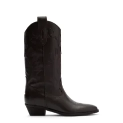 Bruine leren cowboylaarzen met sierstiksels