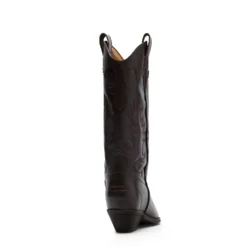 Bruine leren cowboylaarzen met sierstiksels
