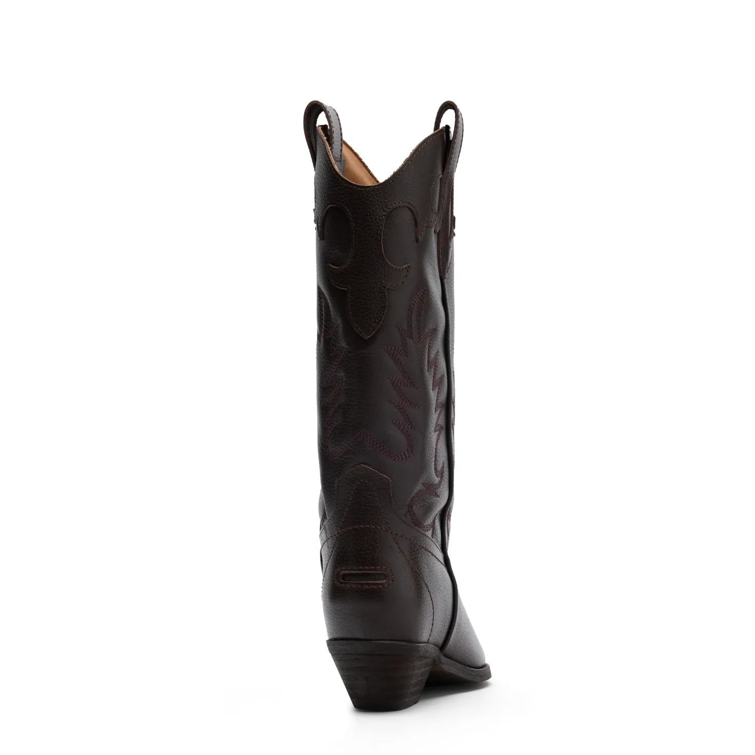 Bruine leren cowboylaarzen met sierstiksels