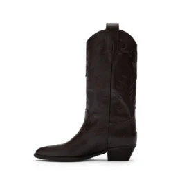 Bruine leren cowboylaarzen met sierstiksels