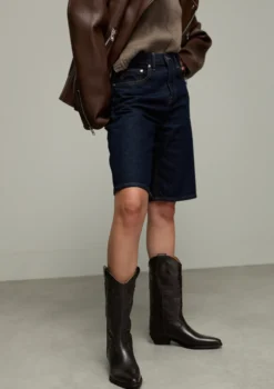 Bruine leren cowboylaarzen met sierstiksels