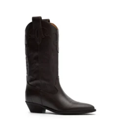 Bruine leren cowboylaarzen met sierstiksels