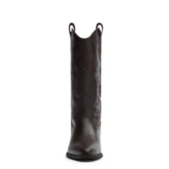 Bruine leren cowboylaarzen met sierstiksels