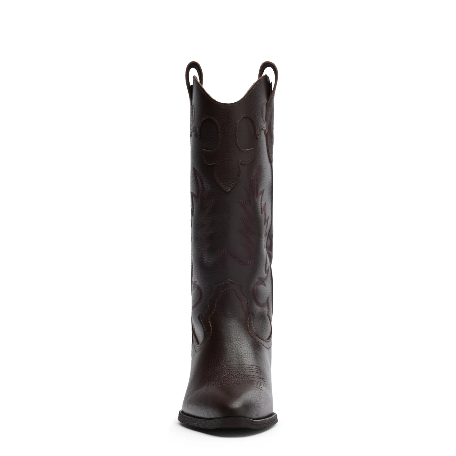 Bruine leren cowboylaarzen met sierstiksels