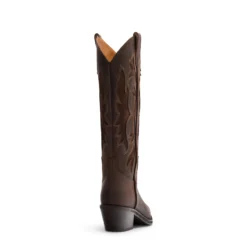 Bruine leren cowboylaarzen met sierstiksels