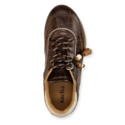 Bruine leren croco sneakers