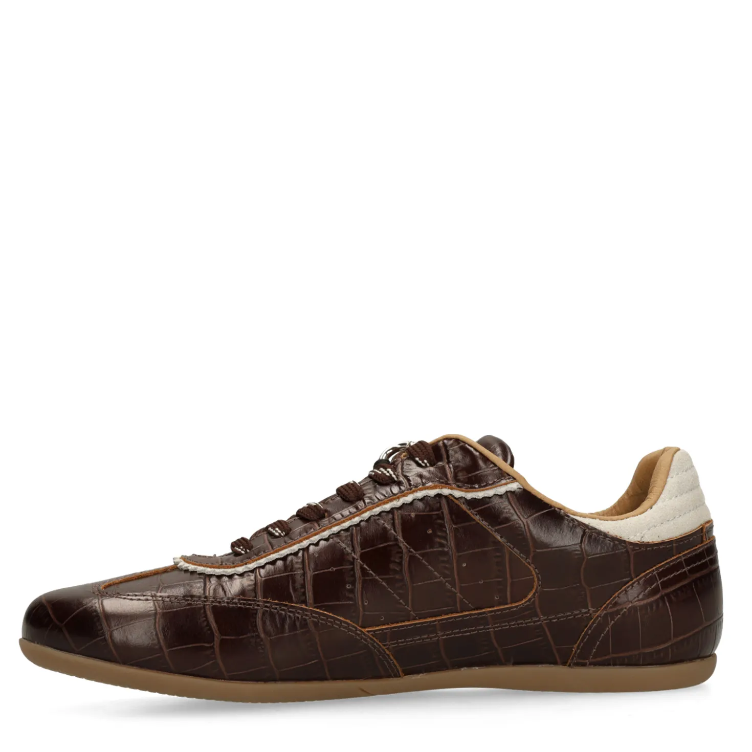 Bruine leren croco sneakers