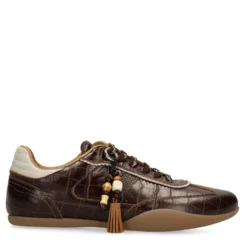 Bruine leren croco sneakers