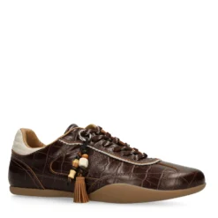 Bruine leren croco sneakers