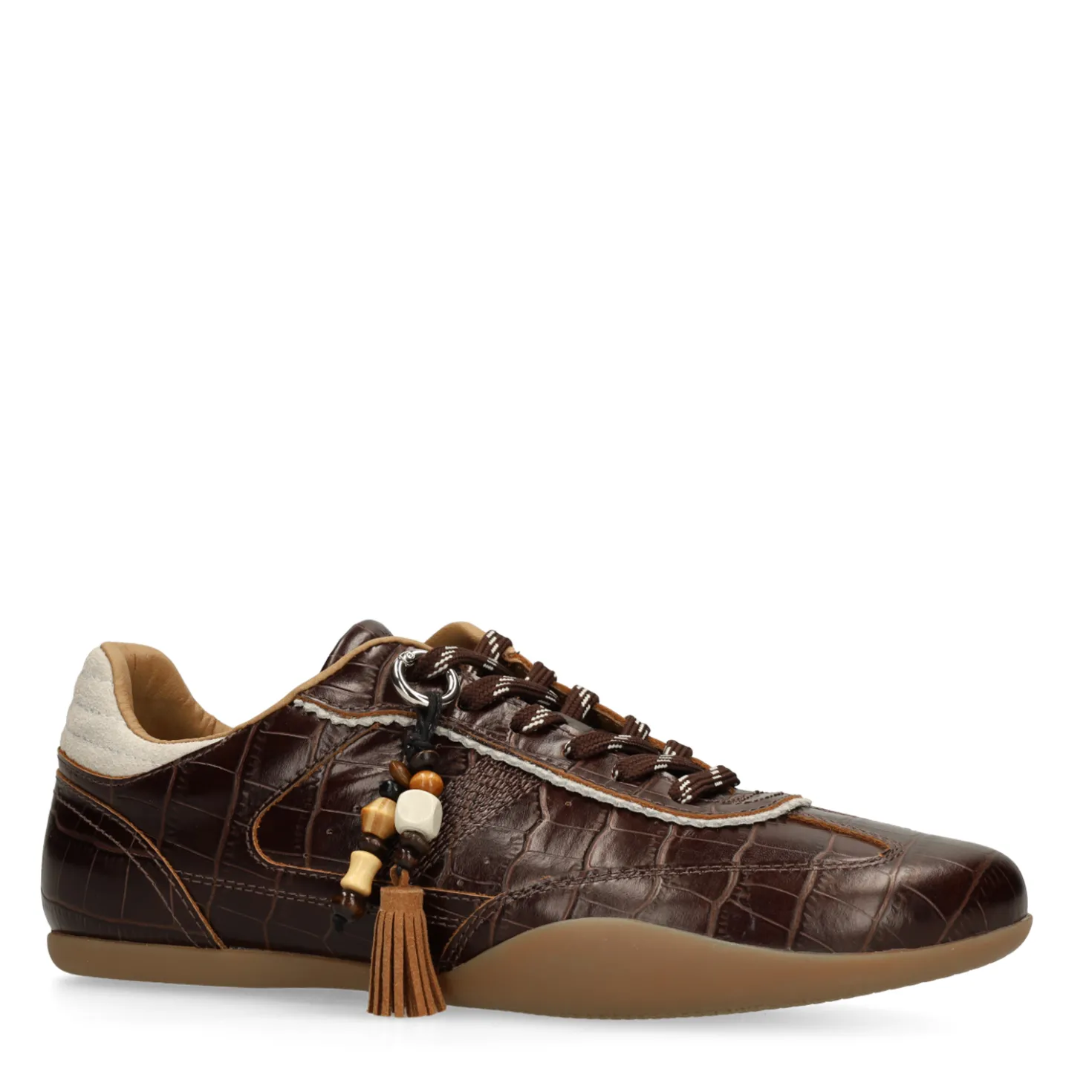 Bruine leren croco sneakers