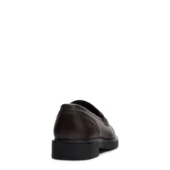 Bruine leren loafers met pony hair