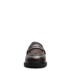Bruine leren loafers met pony hair