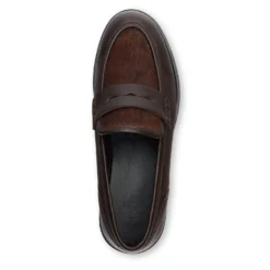 Bruine leren loafers met pony hair