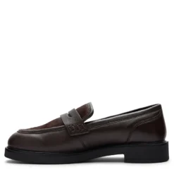 Bruine leren loafers met pony hair