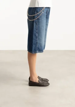Bruine leren loafers met rimpel design