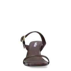 Bruine leren sandalen met hak