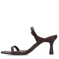 Bruine leren sandalen met hak