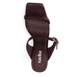 Bruine leren sandalen met hak