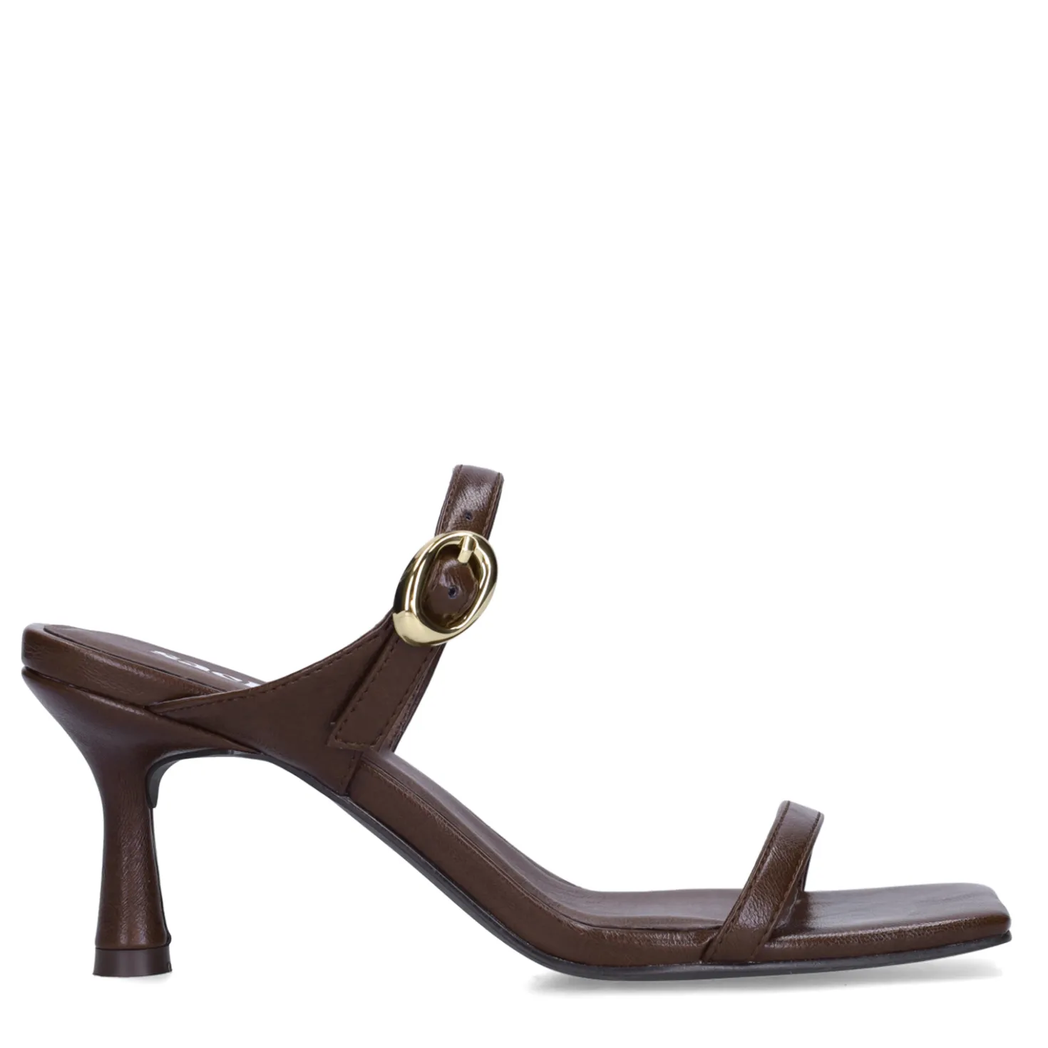 Bruine leren sandalen met hak