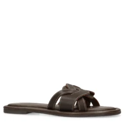 Bruine leren slippers