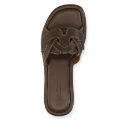 Bruine leren slippers