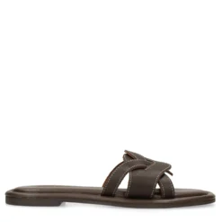 Bruine leren slippers