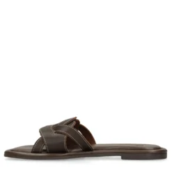 Bruine leren slippers