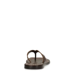 Bruine leren teenslippers