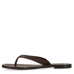 Bruine leren teenslippers