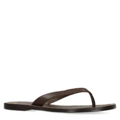 Bruine leren teenslippers
