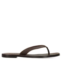Bruine leren teenslippers