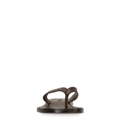 Bruine leren teenslippers