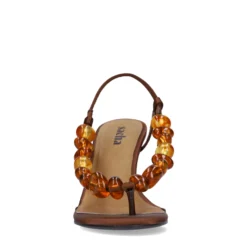 Bruine sandalen met hak en kralen