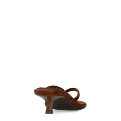 Bruine satijnen slippers met hak